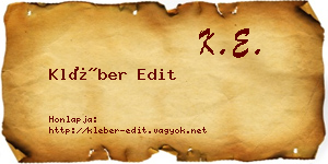 Kléber Edit névjegykártya